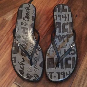 Coach black flip flops